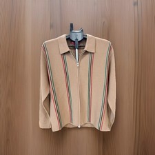 Supreme Stripe Zip Up Polo Mens MED Sweater T...