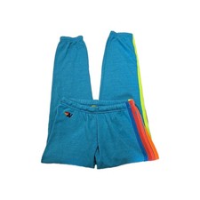 Aviator Nation Womens 5 Stripe Sweatpants Size M Neon Blue