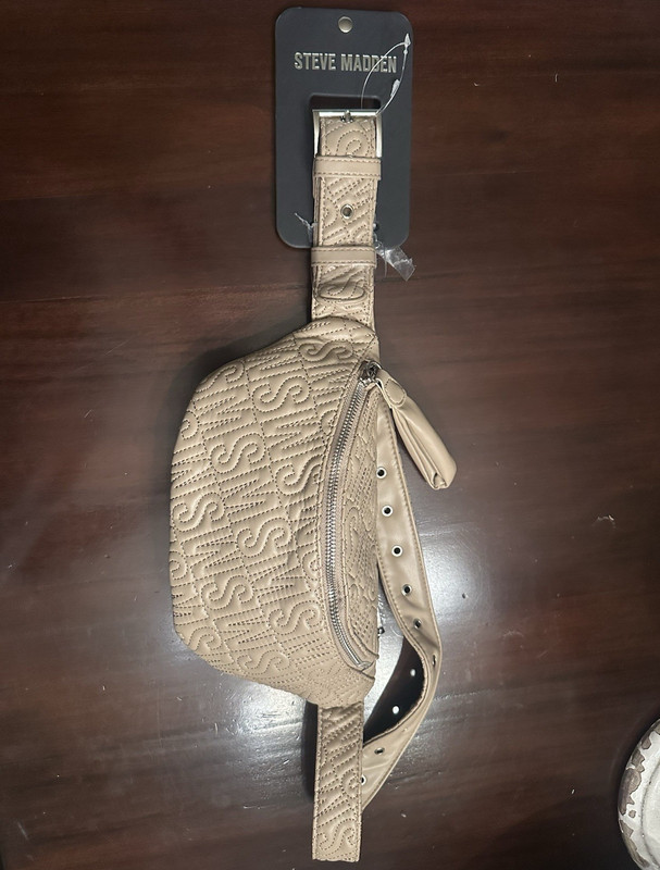 Steve Madden Quilted Logo Zip Waist Pack Belt Bag, Adjustable Strap