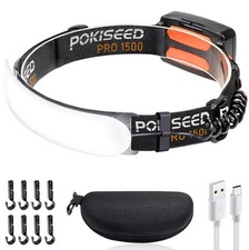 1500 Lumens Rechargeable LED Headlamp with 230&deg; Beam, 3 Modes, IPX6 Waterproo...