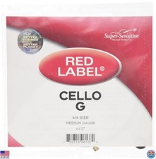 Red Label 6137 Cello G String 4/4 Size, High-Quality Synthetic Material, Red