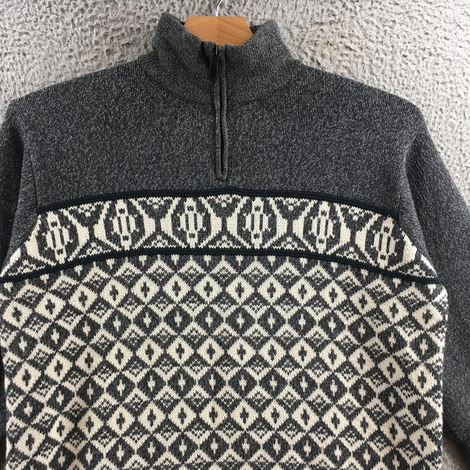 Мужской свитер Geoffrey Beene на молнии 1/2 M серый хлопок ложный вырез пуловер Fair Isle - Изображение 2 из 4