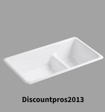 Kohler K-6625-0 Iron/Tones 33" Dual-Mount Cast Iron Kitchen Sink   White DAMAGED