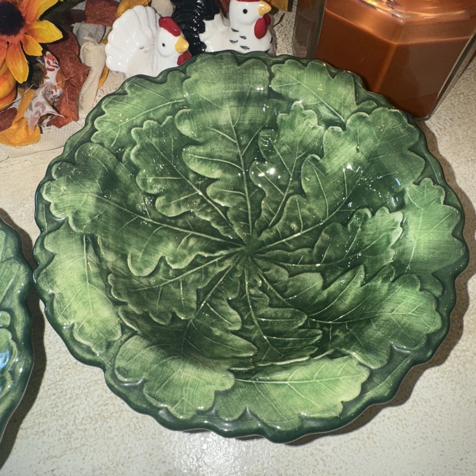 Platos de cena descontinuados Foglia de Vietri (Italia) 10,75 pulgadas Juego de 2 Foto 3 de 4