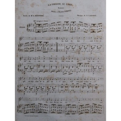 LABARRE Théodore La Chasse au Cerf Chanson Klavier ca1840