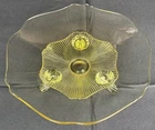 1930s Topaz Yellow Standard Depression Glass 3 Footed Shallow Console Bowl