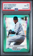 2012 PANINI PRIZM #51 FELIX HERNANDEZ GREEN PRIZM PSA 8