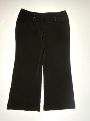 VTG Y2K Charlotte Russe Pants Size 9 Black Office Wide Leg Rolled Cuff Grunge