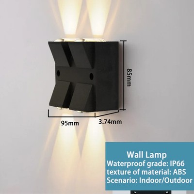 Wandleuchte IP66 Wasserdicht LED Außenlampe Garten Veranda schwarz