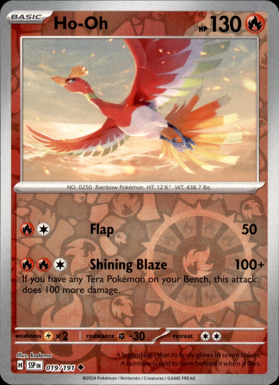 Ho-Oh 019/191 Reverse Holo Pokemon Surging Sparks Uncommon NM