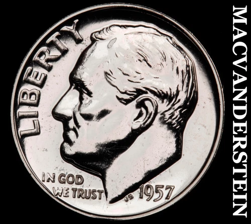 1957 Silver Roosevelt Dime - Choice Gem Proof  Lustrous  No Reserve  #G8790