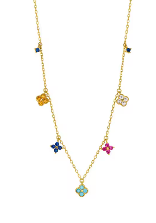 Multi Color Necklace- A Perfect Spring Gift! Silver with Gold Plating