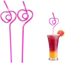 12 PCS Heart-Shaped Party Straws Drinking Sipping Straws, Novelty Props for