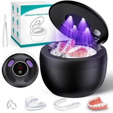 Upgraded Ultrasonic Retainer Cleaner Machine, 45kHz Ultrasonic Dentures Cleaner 