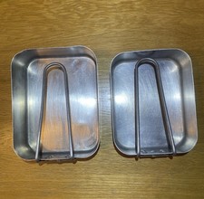 Pair Of Vintage British Mess Tins 1951 Dated Good Condition Broad Arrow