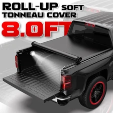 8FT Roll Up Truck Bed Tonneau Cover for 88-07 Chevy Silverado GMC Sierra Topper