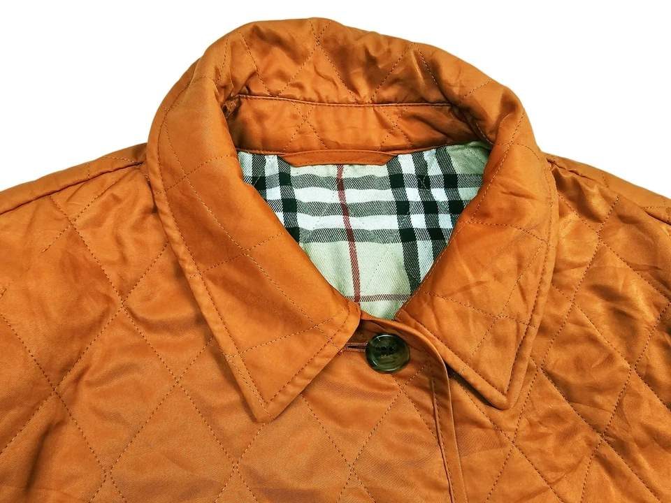 *LO ÚLTIMO Chaqueta Para Mujer BURBERRY LONDON @ DIAMANTE ACOLCHADA A CUADROS NARANJA MARRÓN L Foto 3 de 4