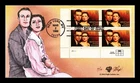 US COVER ALFRED LUNT & LYNN FONTANNE FDC PLATE BLOCK PUGH HAND PAINTED