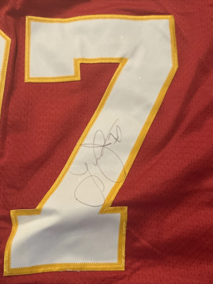 Camiseta roja para hombre Kansas City Chiefs Larry Johnson #27 autografiada talla XL Foto 2 de 2