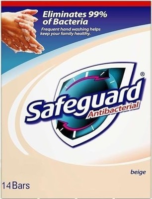 Safeguard 14 bars 4 ounce (113 gram) each beige washes away bacteria...