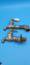   Antique Brass Water Tap w/ Porcelain Handle  C  Early 1900s Utility Sink Faucet