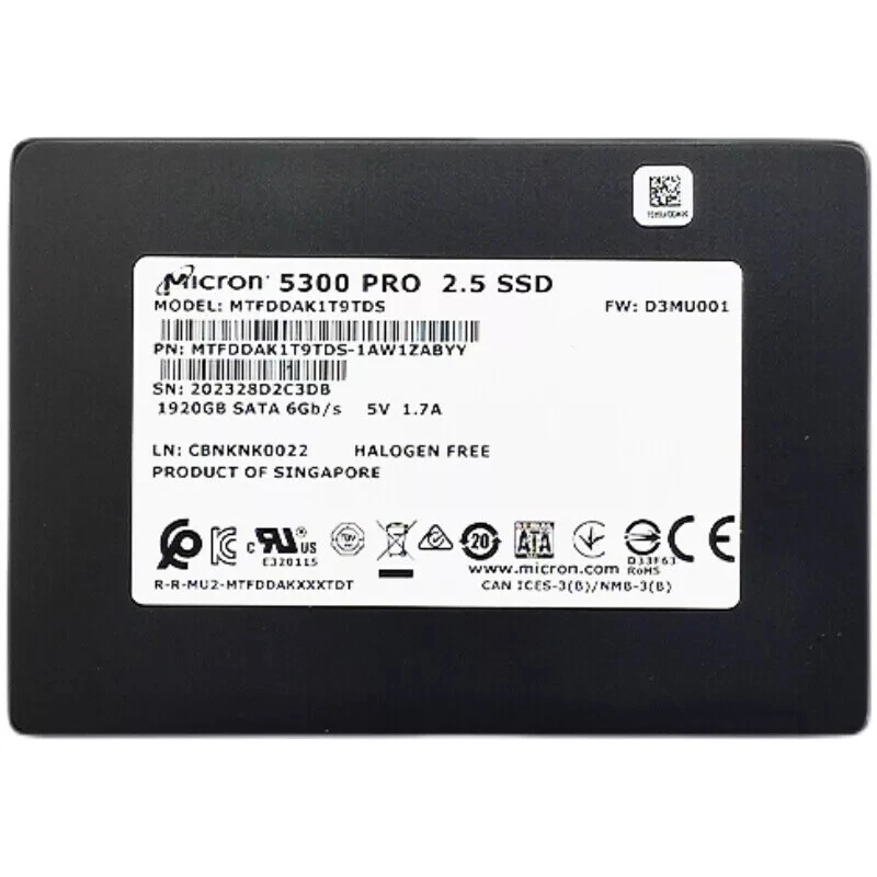 Micron 1.92TB 5300 PRO SSD SATA 2.5" Server Data D3MU001 MTFDDAK1T9TDS- - Image 2 of 3