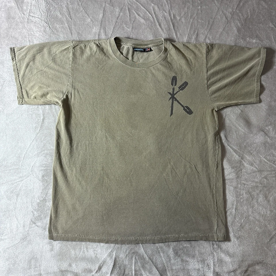 Vintage Kavu Mens M Tshirt Green Paddle Canoe Kayak Graphic Outdoor Made In USA - Image 2 of 4