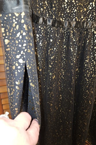 NWT 26/4X BloomChic Mesh Overlay V-Neck Sleeveless Polka Dot Dress Black & Gold - Picture 5 of 15