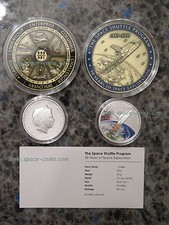 Space Shuttle Medaille mit GEFLOGENEM Material! Im Set! Plus Münze! 63mm, 75g!