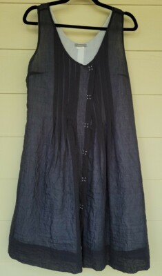 Crea Concept Sheer Sleeveless Dress Button Front Lined Womens Size 8 Gray