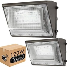 2 Pack 120w Led Wall Pack Lights With Photocell 13200 Lm 700w Hps/hid Equivalen