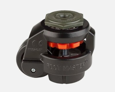 FOOT MASTER GD-60-S-NYN-FBL-1/2 Leveling Caster, 50 mm Nylon Wheel, 1/2-13