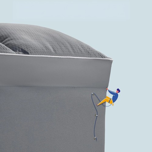 Graue kühlende Matratzenauflage dickes Plüschkissen Top Down alternative Füllung - Bild 15 von 16