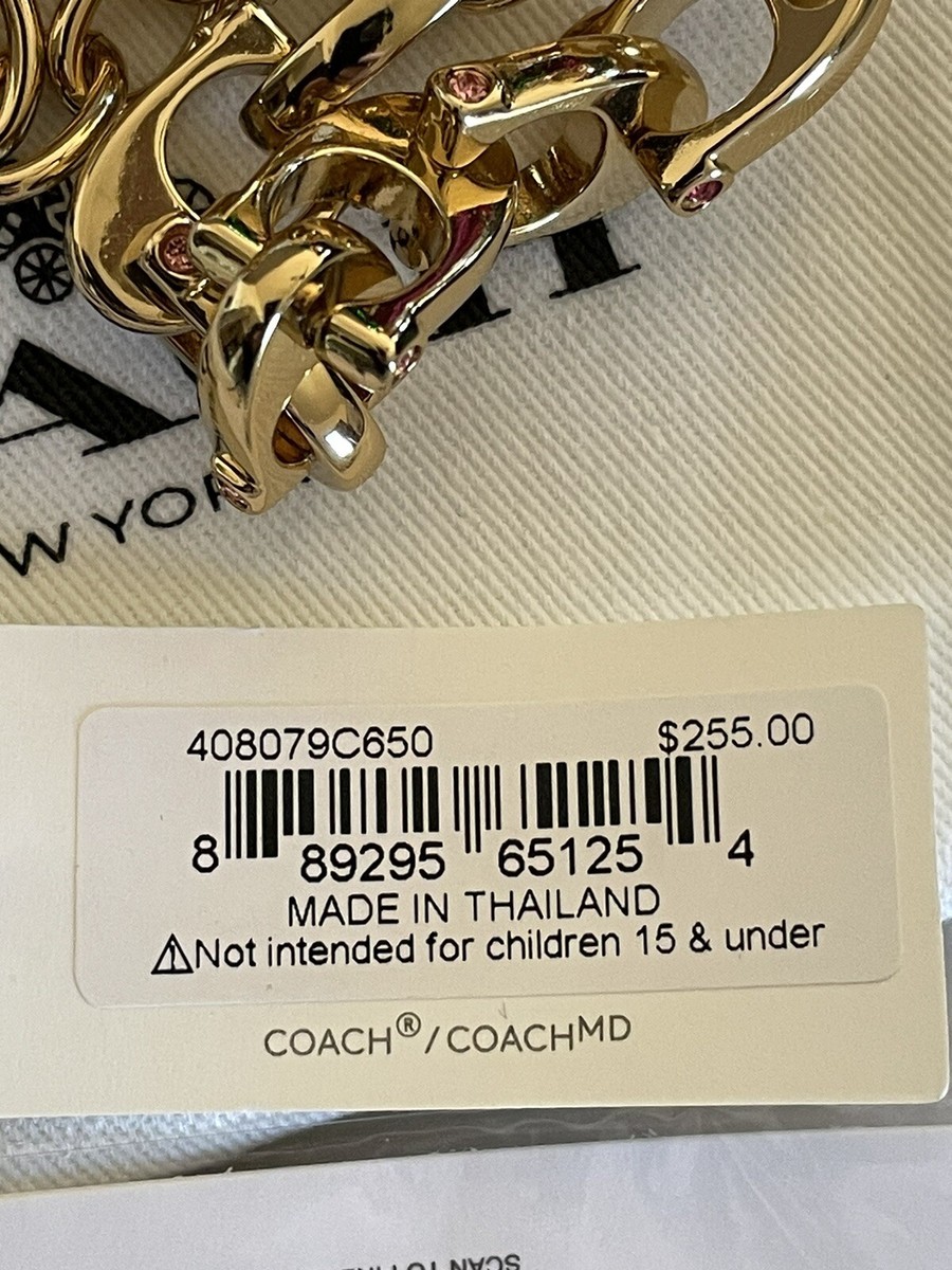 COACH NEW YORK CHUNKY SIGNATURE C LINK NECKLACE OMBRÉ PINK CZ 21