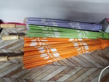 3 Vintage Rice Paper Japanese Umbrella Bamboo Natural Color Handmade