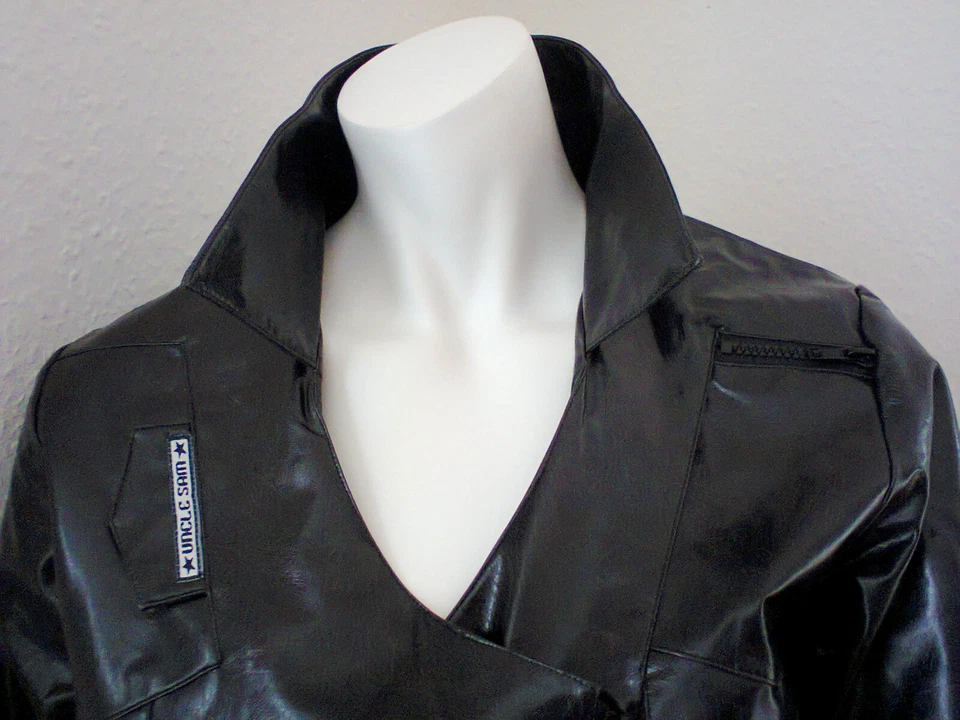 Uncle Sam Jacke Bikerjacke Kunstlederjacke Kurzjacke Gr.S Schwarz-Grau UVP 49,90 - Bild 2 von 4