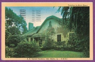 LAKE CHARLES LA VTG CHROME PC A. O. FONTENOT RESIDENCE 1953