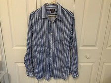 Michael Kors Mens Dress Shirt Blue White Striped Size XLarge, 17.5 36/37