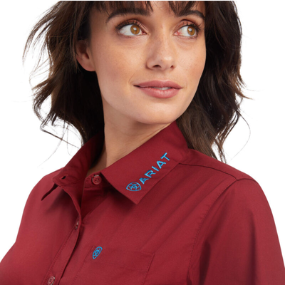 Ariat® Ladies Team Kirby Straight Rouge Red Button Down Shirt 10041434 |  eBay
