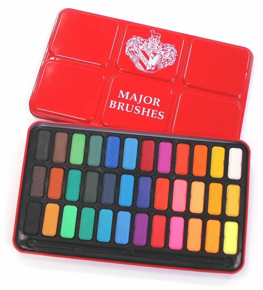 36 Colour Watercolour Paint Blocks Tin Set Artist Painting Pans Tablets Z1005