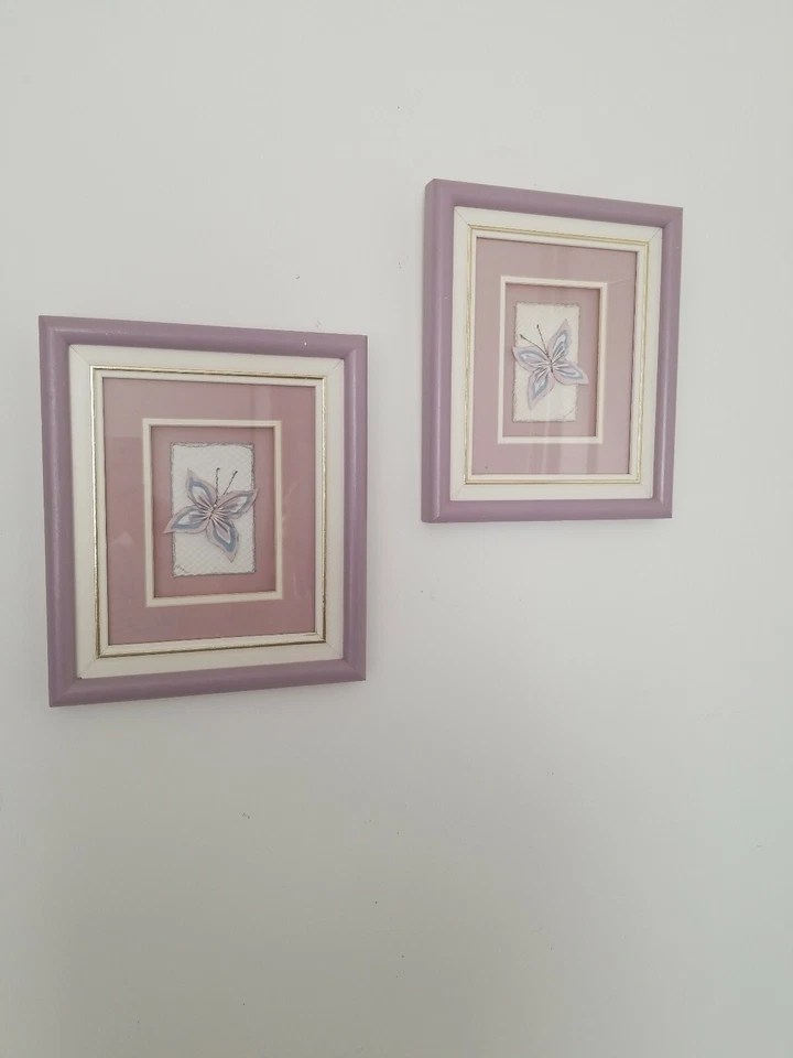 3D Butterfly Pictures Lavender Blue Wall Art Decor Matted Applique Canada - Image 2 of 4