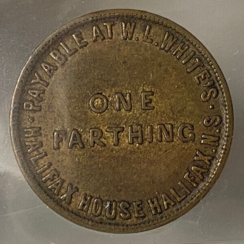 NOVA SCOTIA CANADA W.L. WHITE'S ONE FARTHING TOKEN NS17A1 BRETON 899 - ICCS EF40 - Picture 1 of 3