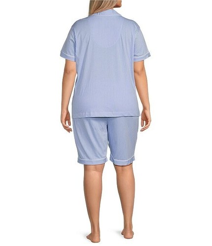 NWT Ralph Lauren 100% COTTON KNIT Blue/White Stripe BERMUDA Shorts Pajama Set 3X - Picture 6 of 6