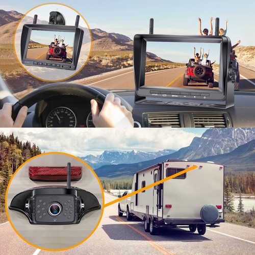 7" Digital Wireless Quad Monitor DVR 1080P Camera For Truck Trailer RV Caravan - Picture 11 of 16