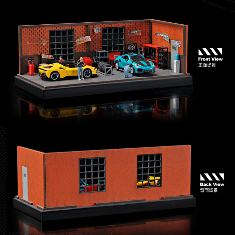 Diorama 1:64 Garage Model Workshop Scene Display Case Model Car