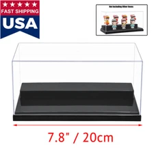 US Clear Acrylic Display Box Case 7.87"L UV Plastic Dustproof Protection 2 Step