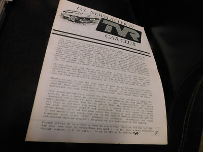 TVR Car Club Magazine Newsletter 1987 #5