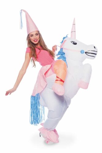 ADULT'S INFLATABLE RIDING A UNICORN COSTUME MEN'S/WOMEN FANCY DRESS - ONE SIZE - Picture 1 of 1