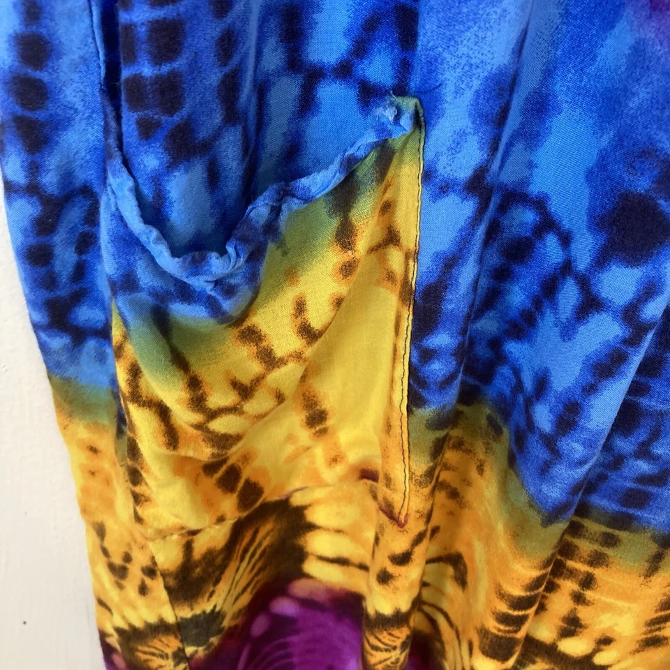 Vestido midi tie dye azul púrpura naranja rayón talla 10 para niñas  Foto 3 de 4