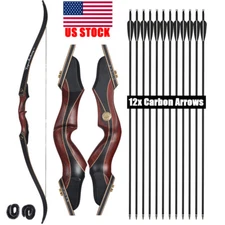 60" Archery Laminated Takedown Recurve Bow 30-50lbs Outdoor Hunting Shooting